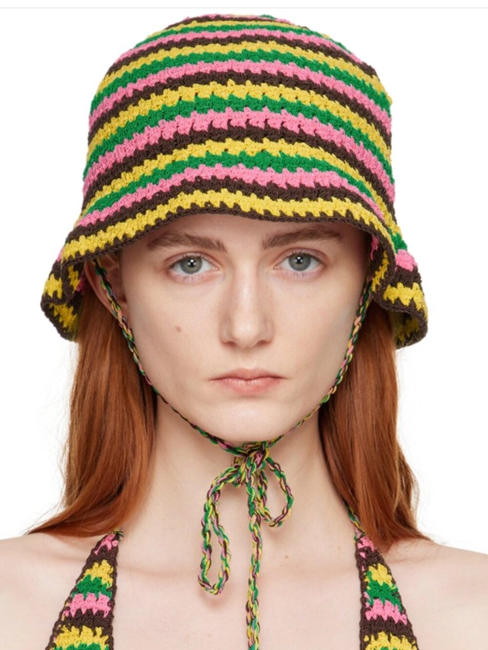 FRAME Multicolor Julia Sarr-Jamois Edition  Crocheted Cotton-blend Bucket Hat